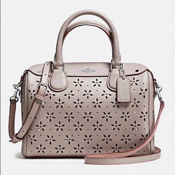 Coach Handbags - Coach Mini Bennett Floral Peach Gold Satchel